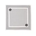 Elegant square silk scarf with classic black polka dots and camellia pattern decoration. - 65x65cm / White Border Polka Dot