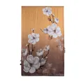 Mulberry silk scarf for women featuring magnolia floral print in gradient gold and brown - 170x55cm / Magnolia (FHZ24-9387-1)