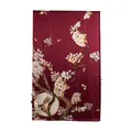 Dark red mulberry silk scarf featuring traditional cherry blossom and bird print - 170x55cm / Birds and Flowers (FHZ24-9386-1)