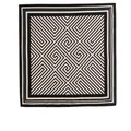 Korean style cotton linen square scarf featuring a bold black and white geometric pattern - Black and White Minimalist Maze (No. 266)