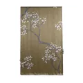 Elegant long mulberry silk scarf featuring a white leaf branch pattern on a bronze background - 170x55cm / Grey Green Buds (FHZ24-9388-1)