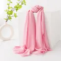 Soft pink solid color wool scarf for women versatile lightweight shawl accessory - Light Pink
