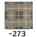 Elegant Korean style cotton linen square scarf with houndstooth pattern and orange accents - Orange Border Houndstooth Text (No. 273)