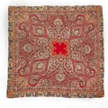 Elegant red and gold paisley patterned silk scarf for women square mulberry silk shawl - 105*105cm / Bohemian Paisley (FHZ24-9006-1)