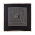 Pañuelo cuadrado de seda sintética con patrón geométrico blanco y negro elegante para mujer - 5929-1 Black / 90x90cm
