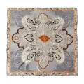 Elegant grey and orange mulberry silk square scarf with paisley pattern and satin finish - 105*105cm / Gray (FHZ24-9033-1)