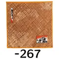 Korean style cotton linen square scarf with brown houndstooth and mountain landscape - Brown Orange Houndstooth Mountain (No. 267)