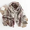 Elegant abstract printed imitation cashmere scarf for winter warmth in earthy tones - 64*180cm / Brown (Marble Pattern)