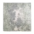 Square mulberry silk scarf featuring an intricate green botanical forest print on white background - 105*105cm / Green Floral (FHZ25-90020-1)