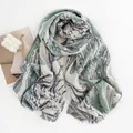 Elegant green and grey marble pattern imitation cashmere scarf for women's winter warmth - 64*180cm / Cyan (Marble Pattern)