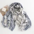 Elegant blue and white marble print imitation cashmere scarf for women, soft wrap - 64*180cm / Blue (Marble Pattern)