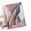 Elegant dusty rose and grey-blue imitation cashmere scarf with abstract ripple pattern - 65*190cm / Blue