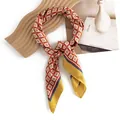 Korean style geometric print square neck scarf in warm red and yellow tones - Orange Argyle (No. 5052-2)