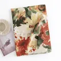 Elegant floral print imitation cashmere scarf with fringed edges in warm tones - Freehand Rose Floral (FH23-5404-2) / 65x190cm / Beige Base