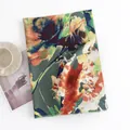 Elegant artistic floral print cashmere-feel scarf and warm winter shawl for women. - Green Base