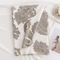 Elegant cream-colored faux cashmere scarf with grey paisley print and fringe detail - 64*180cm / White Paisley