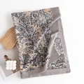 Soft vintage ethnic print scarf featuring beige and grey patchwork with intricate patterns - Paisley Gray (FH23-5365-1)