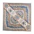 Elegant mulberry silk square scarf featuring an intricate blue paisley pattern design - 105*105cm / Blue Texture (FHZ25-90028-1)