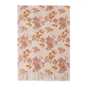 Elegant cream imitation cashmere scarf with pink and orange floral print and fringe detail - 64*180cm / Pink Vintage Print