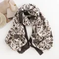Vintage floral print imitation cashmere scarf for autumn and winter seasons - Cream with Coffee Flowers (FH23-5105-2) / 65*190 CM