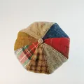 Retro colorful patchwork Harris Tweed beret for men and women in various vintage patterns - Size XS (54cm) / Kids / Kids Patchwork A / 0.6
