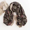 Elegant floral print cashmere-like scarf in dark grey and cream for autumn winter season - Dark Gray Floral (FH23-5105-3) / 65*190 CM