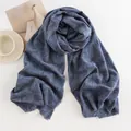 Elegant blue paisley pattern imitation cashmere scarf for women featuring soft fringed edges - Paisley Blue (FH23-5110-4)