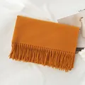 Elegant ginger orange cashmere-like scarf for women with tassels, solid color wrap - 200*68CM (No Tag) / Yellow Pumpkin Burlap Bag