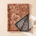 Detail of silk wool scarf with handmade rolled edges and double-sided paisley patterns. - Double-Sided Floral