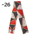 Pañuelo estrecho de seda sintética con estampado geométrico rojo y negro y pata de gallo - Empalme de Pata de Gallo Rojo Negro (FH25-QC01-2-26) / 14x150cm