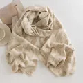 Elegant beige imitation cashmere shawl scarf with classic paisley pattern and short fringe - Paisley Beige (FH23-5110-3)