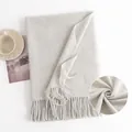 Soft light grey imitation cashmere scarf for women, warm solid color pashmina with tassels - 200*68cm (Without Label) / Mottled Light Grey