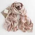 Elegant marble pattern cashmere-like scarf for women in soft pink and brown tones - 64*180cm / Camel Marble Pattern (FH23-5086-1)
