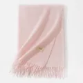 Soft pink imitation cashmere scarf for women with elegant tassel fringe detail design - 200*68cm (Without Label) / Light Pink