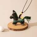 Exquisite handmade silk horse pendant necklace featuring traditional Chinese Songjin patterns - Obsidian Gold (FHS25-3025-4)