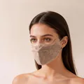 Premium beige silk and wool blend face mask for breathable sun protection and warmth - One Size / Brown