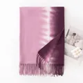 Elegant purple gradient faux cashmere shawl scarf with tassels for women warm style - Cherry Red Style