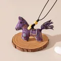 Handmade purple Songjin silk horse necklace pendant with traditional Chinese embroidery - Purple (FHS25-3025-8)
