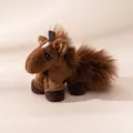 Soft brown rex rabbit fur horse plush charm keychain for bag and car decoration - Horse Pendant (FHS25-3006-2)
