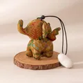 Handmade silk elephant charm with traditional ethnic pattern and cocoon bead detail - Elephant Pendant (FHS25-3007-3)