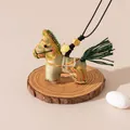 Handcrafted traditional Chinese style horse pendant necklace in premium Songjin silk - Light Green (FHS25-3025-10)