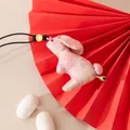 Handmade mulberry silk pink jade rabbit pendant charm in elegant new Chinese style - Jade Rabbit Pendant (FHS25-3010-1) / Pink Jade Rabbit