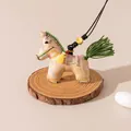 Handcrafted silk horse pendant featuring traditional Song brocade and elegant tassel. - Flesh Pink (FHS25-3025-12)