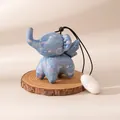 Handmade blue jacquard silk elephant charm with natural cocoon accent for accessories - Elephant Pendant (FHS25-3007-4)