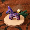 Handmade purple silk Year of the Horse mascot charm with tassels and amber-like beads - Horse Year Pendant (FHS25-3012-2)