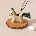 Traditional Chinese Song brocade horse necklace in cream silk with elegant embroidery - Beige (FHS25-3025-13)