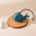 Handmade silk whale charm in blue and red traditional Chinese jacquard fabric style - Whale Style (FHS25-3017-1)