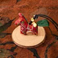 Handmade red Xiangyun silk horse pendant with green tassel and Chinese zodiac theme - Horse Year Pendant (FHS25-3012-3)
