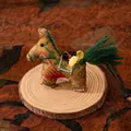Handmade Xiangyun silk horse pendant mascot for 2026 Year of the Zodiac on wood base. - Horse Year Pendant (FHS25-3012-4)