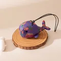 Handmade purple silk whale pendant with elegant floral patterns on a wooden slice - Whale Style (FHS25-3017-3)